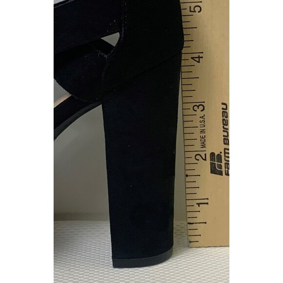 Charlotte Russe Black Strappy Open-Toe High Heel Sandals Bootie Zipper Size 8 - Picture 10 of 12